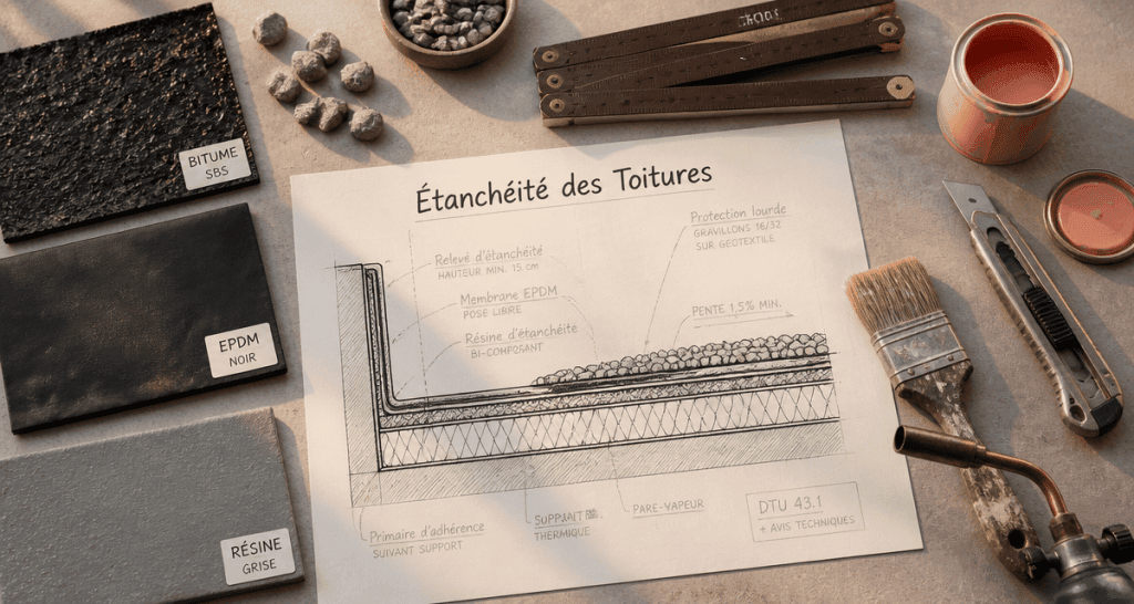Échantillons et outils pour étanchéité des toitures