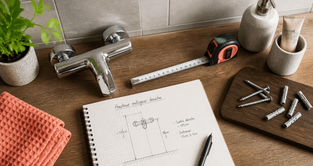 hauteur mitigeur douche sur plan de travail