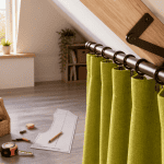 Tringle rideau sous pente installée sur plafond incliné