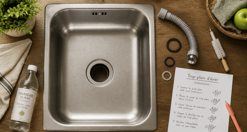 trop plein evier inox installation et entretien
