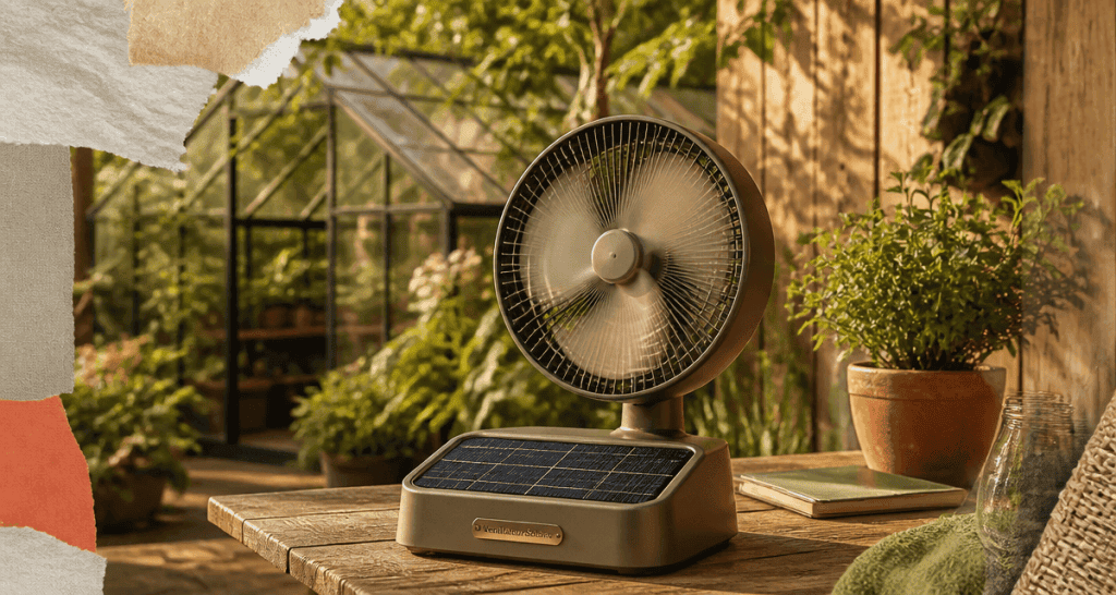 ventilateur panneau solaire compact sur terrasse