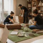 vide appartement équipe trie objets anciens