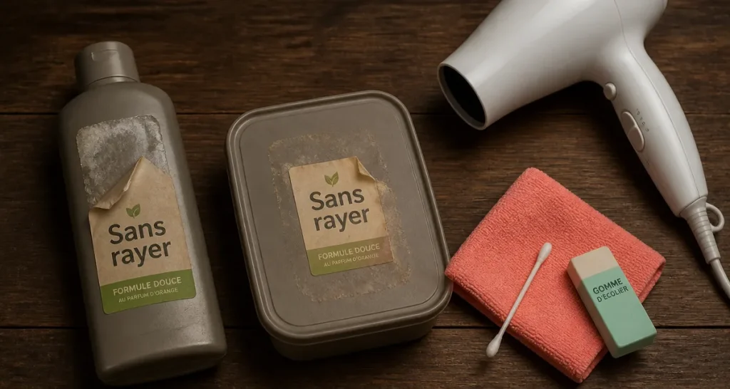 Comment décoller une étiquette sur du plastique sans traces, avec chiffon et sèche-cheveux