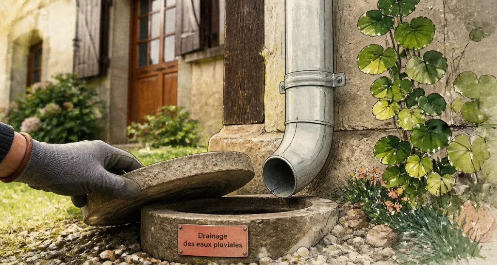 drainage eau de pluie gouttière regard