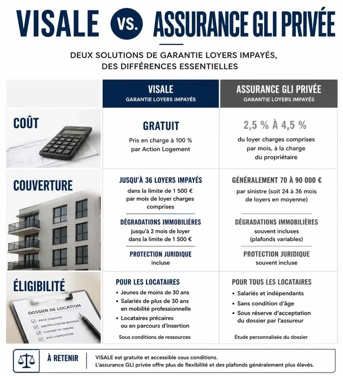 Comparatif entre la garantie Visale et une assurance GLI privée pour les propriétaires