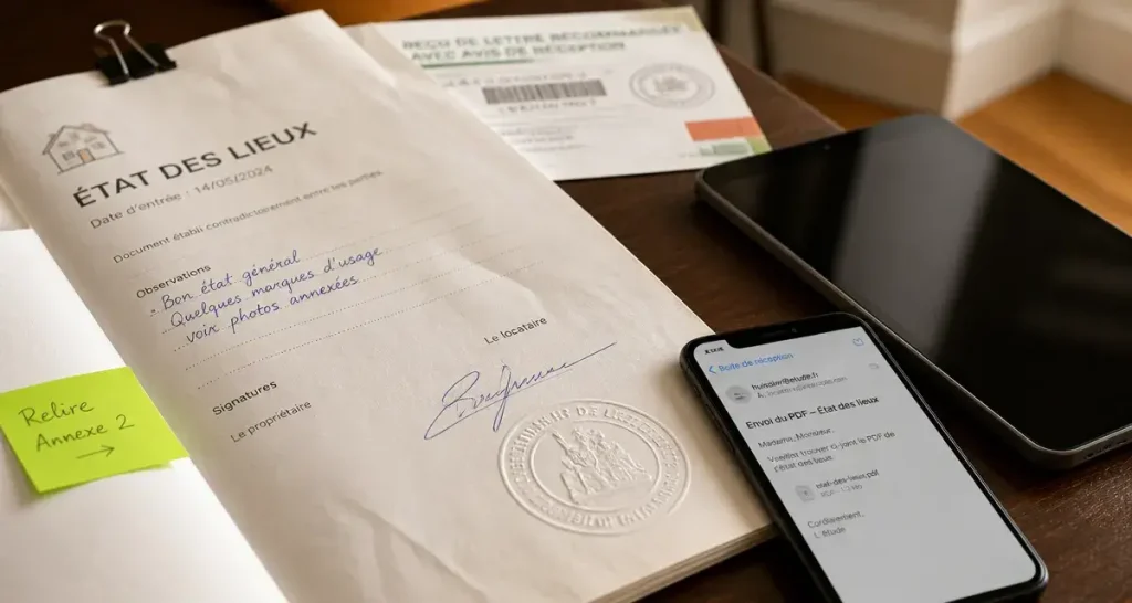 État des lieux de sortie non remis le jour même : dossier, signature et LRAR PDF
