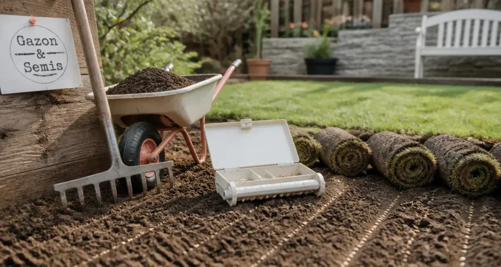 Gazon herbe : semis et rouleaux de gazon naturel ou synthétique