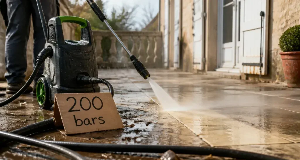 Meilleur nettoyeur haute pression 200 bars : nettoyage terrasse encrassée