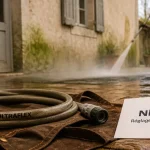 Nettoyeur haute pression nilfisk avis : jet sur terrasse en pavés mouillés