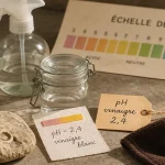 PH du vinaigre blanc 2,4 sur bande pH avec microfibre