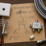 Branchement antenne tv rateau : câble coaxial et connecteur F