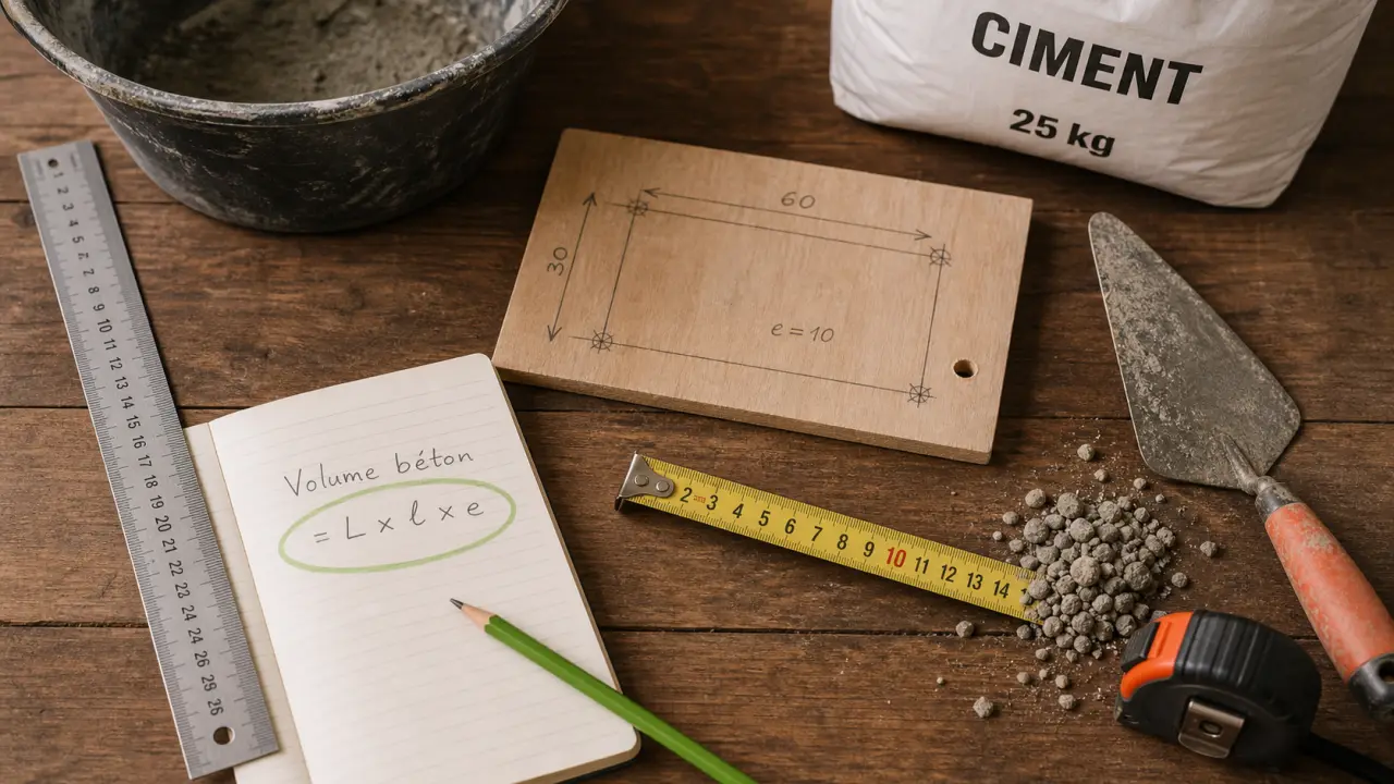 Calcul m3 beton : volume pour 10 cm d’épaisseur, règle et mètre ruban