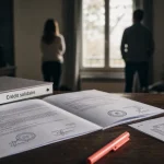Divorce et crédit immobilier en cours : contrats de prêt immobilier sur une table