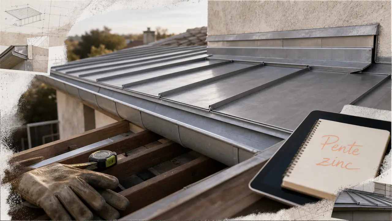 Pente toiture zinc : joint debout et agrafure sur toiture à faible pente