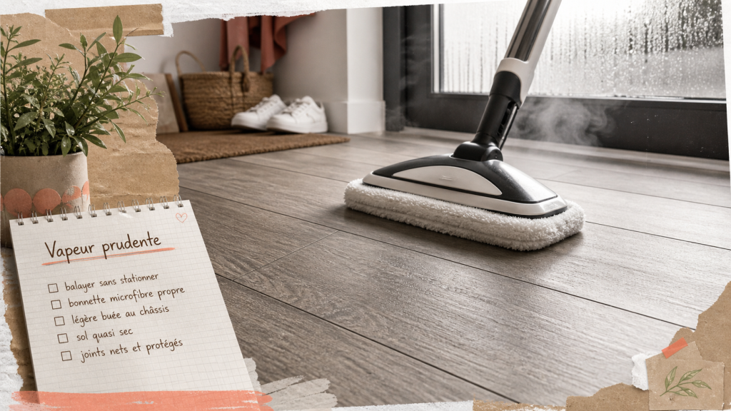 Peut-on utiliser un nettoyeur vapeur sur parquet stratifié : test des joints, sol presque sec