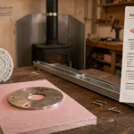 plaque anti feu brico dépôt BA13 rose et inox Ø150 mm