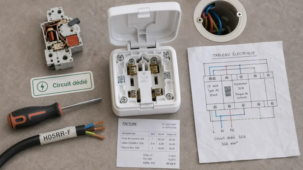 Quelle prise pour une cuisinière électrique ? 32A, câble 6 mm et erreurs à éviter