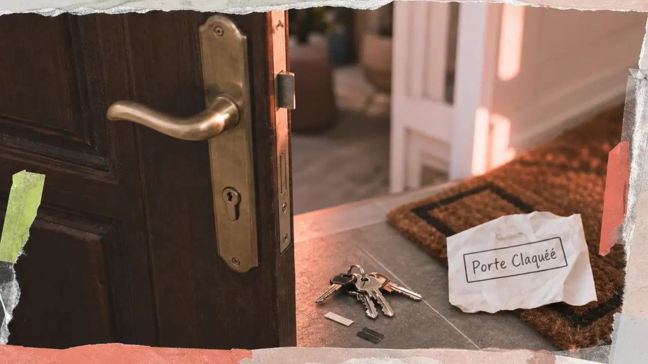 Serrurier porte claquée : porte entrouverte et clés, prix dès 100 €