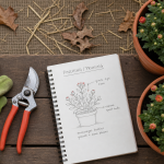 Taille chrysanthème : sécateur et schéma pour une floraison dense