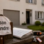 Achat maison Royan : panneau maison à vendre et rue résidentielle