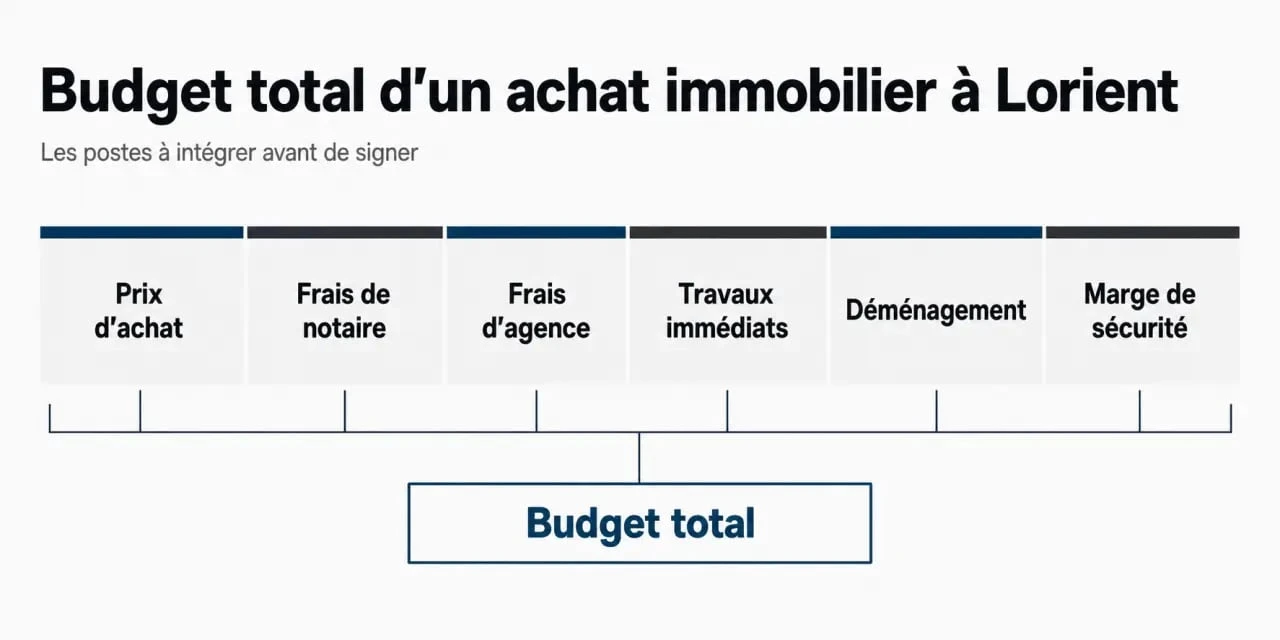 Achat maison Lorient : répartition visuelle du budget entre prix d'achat, frais de notaire, travaux et marge de sécurité