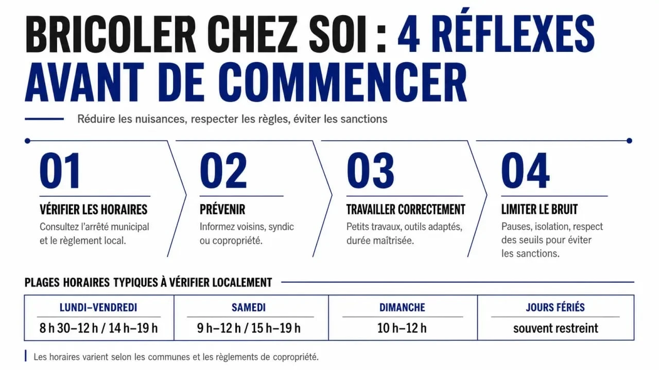Bricolage dans la maison : infographie des horaires et bonnes pratiques pour des petits travaux sans nuisance