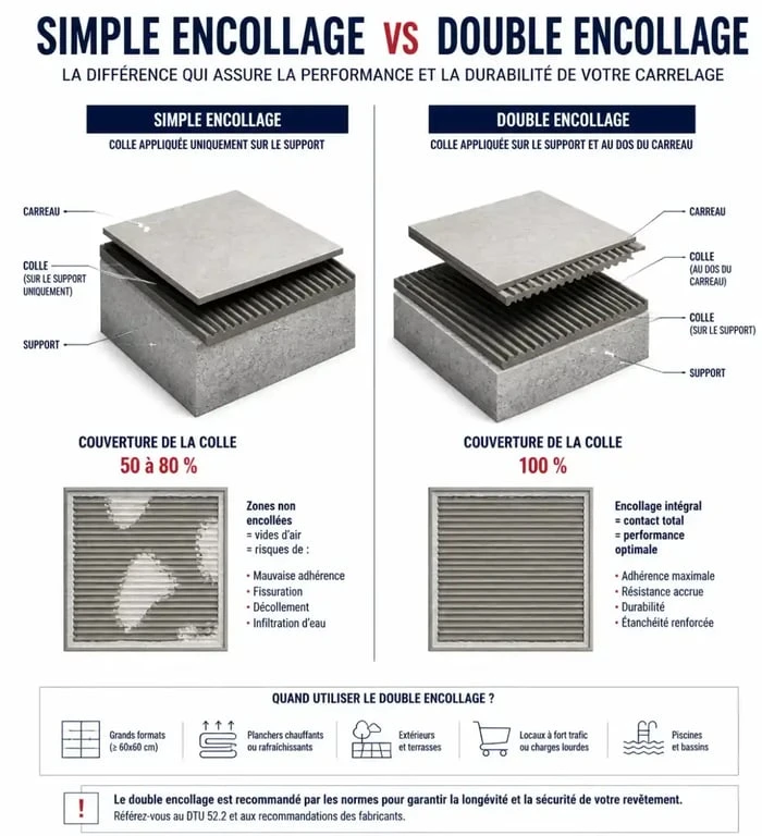 Technique du double encollage pour colle carrelage sol