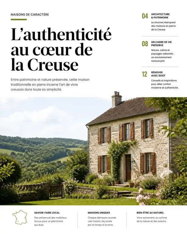 Maison traditionnelle en pierre typique pour un achat de maison dans la Creuse