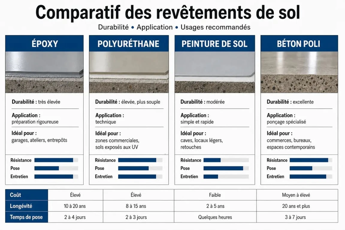 Comparatif des solutions de résine pour sol sur carrelage : époxy, polyuréthane, peinture et béton ciré