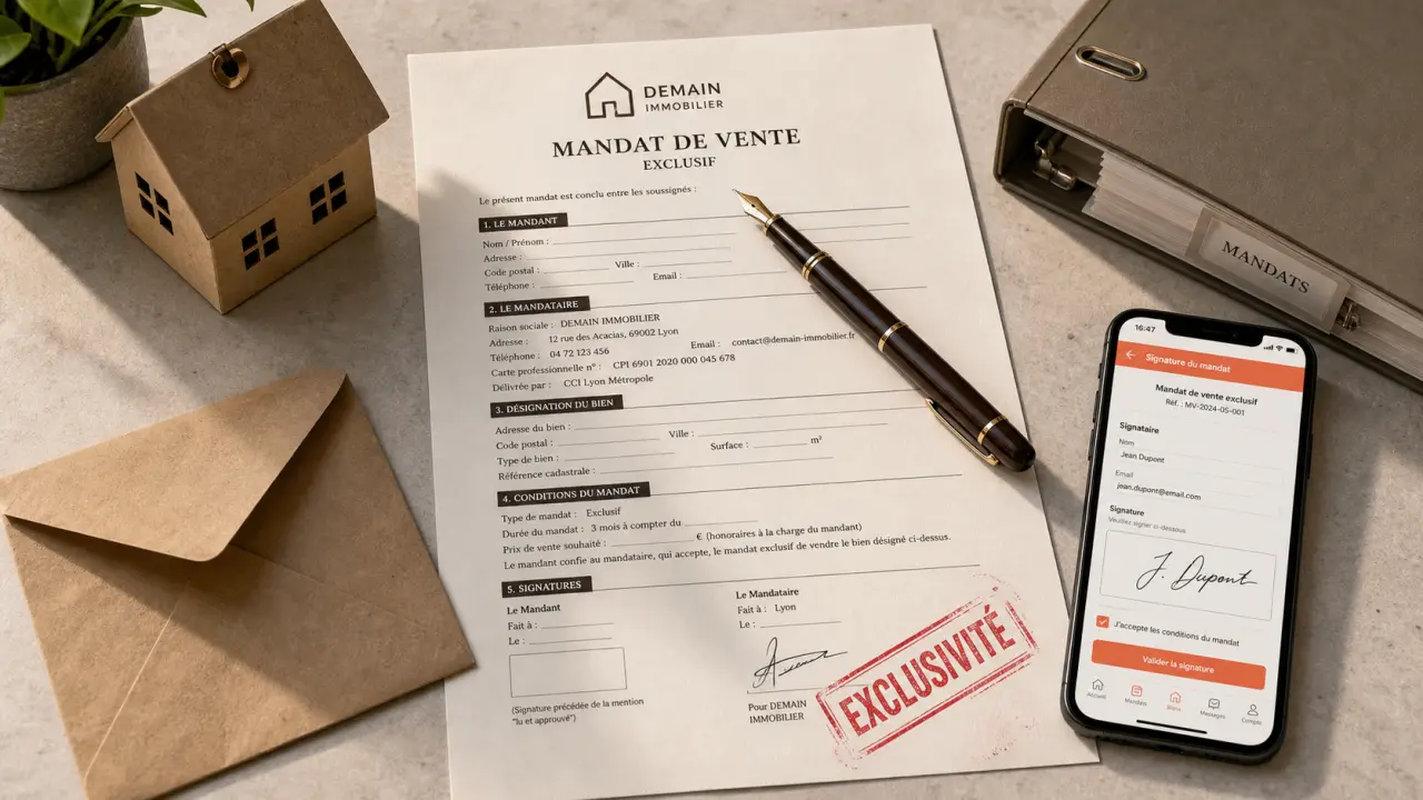 Mandat de vente immobilier exclusif ou semi-exclusif : document signé