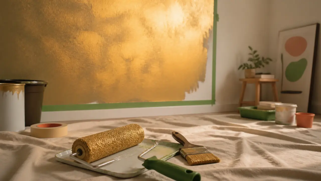 Peinture murale or : spalter et sous-couche blanche pour un séchage sans traces