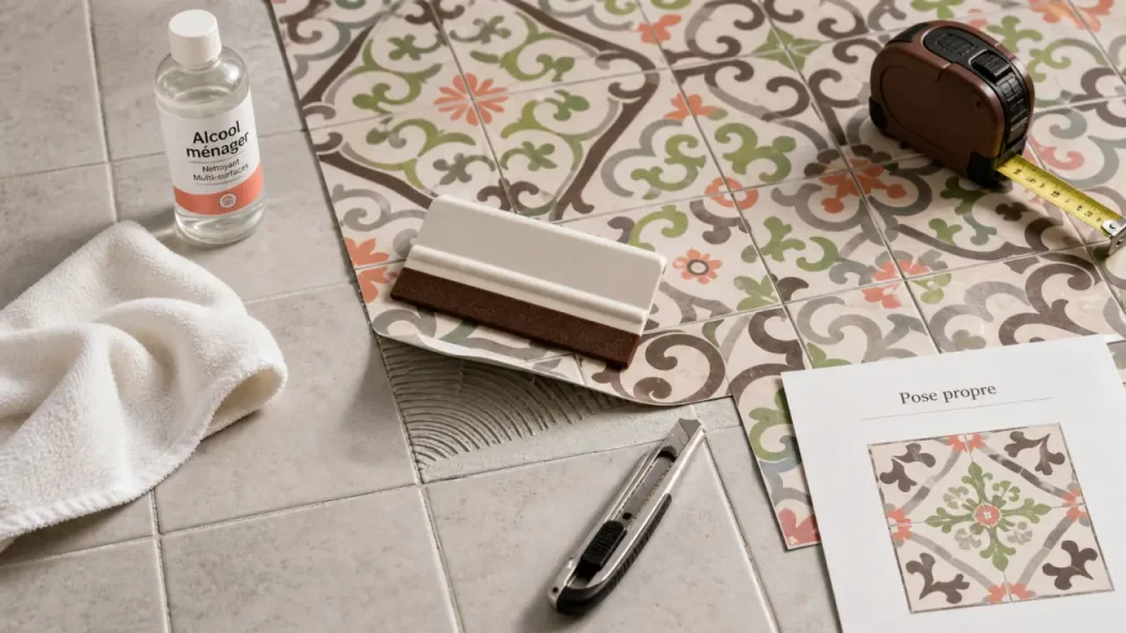 Sticker carrelage sol : le support à vérifier et les erreurs qui le font décoller