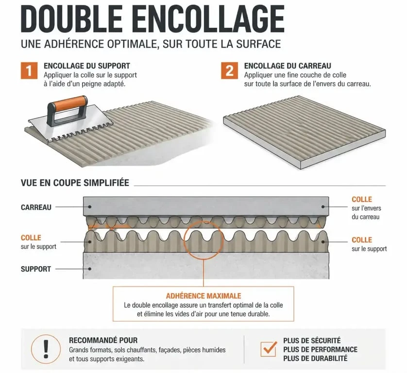 Technique du double encollage pour poser un carrelage au sol