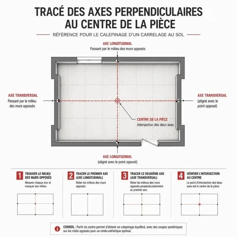 Schéma de calepinage pour poser un carrelage au sol