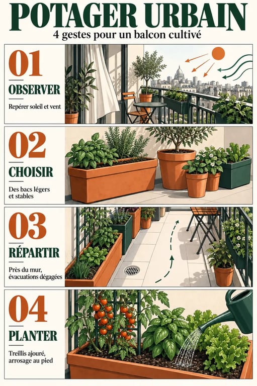 Étapes pour aménager un potager urbain sur son balcon en ville