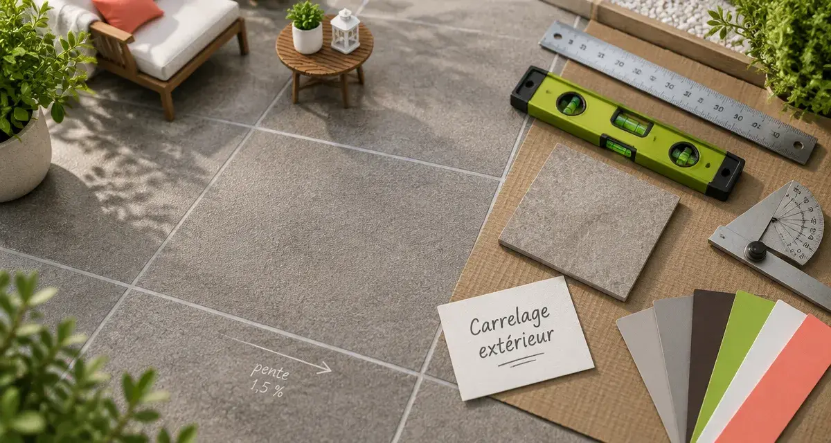 Carrelage pour sol extérieur antidérapant R11, épaisseur, pose et support