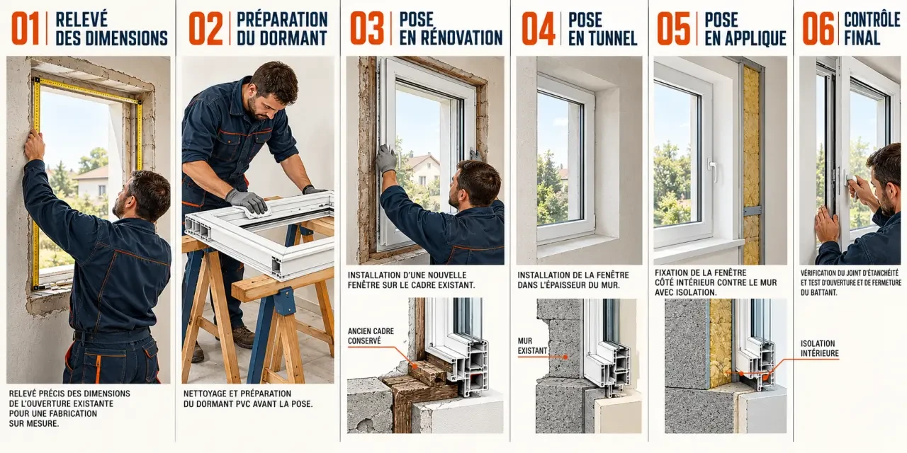 Installation de fenêtres PVC sur mesure selon les différents modes de pose